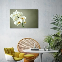 «Белая орхидея» в интерьере современной гостиной с желтым креслом