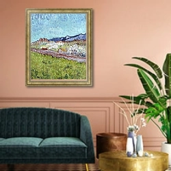 «Вид на Альпы, 1889» в интерьере классической гостиной над диваном