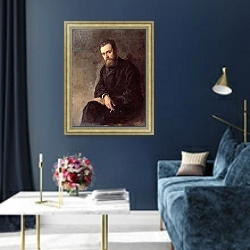 «Portrait of Gleb I. Uspensky 1884 1» в интерьере в классическом стиле в синих тонах