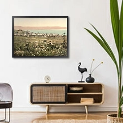 «Израиль. Тверия, панорамный вид» в интерьере комнаты в стиле ретро над тумбой