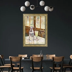 «Натюрморт с полынью» в интерьере столовой с черными стенами