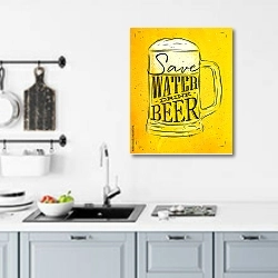 «Save water - drink beer» в интерьере кухни над мойкой