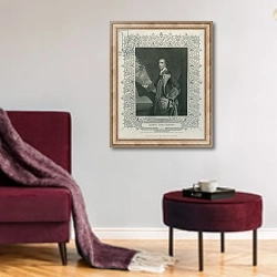 «Sir George Brydges Rodney» в интерьере гостиной в бордовых тонах
