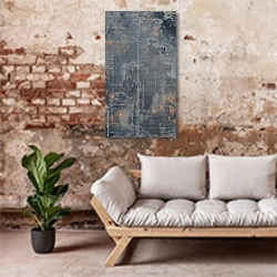 «Текстура ржавого металла 5» в интерьере гостиной в стиле лофт над диваном