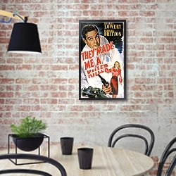 «Film Noir Poster - T-Men» в интерьере кухни в стиле лофт с кирпичной стеной