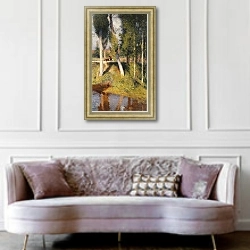 «Landscape with the Edge of a River; Paysage au Bord de la Riviere,» в интерьере гостиной в классическом стиле над диваном