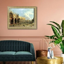 «St.Mark's Square, Venice» в интерьере классической гостиной над диваном