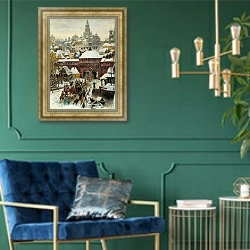 «Москва. Конец XVII века» в интерьере в классическом стиле с зеленой стеной