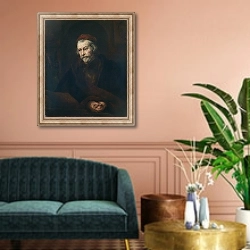 «Пожилой мужчина» в интерьере классической гостиной над диваном