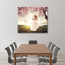 «Красивая невеста на качелях » в интерьере конференц-зала над столом для переговоров