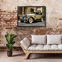 «Lincoln KA Dual Cowl Phaeton by Dietrich '1933» в интерьере гостиной в стиле лофт над диваном