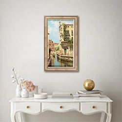 «Canal In Venice With View Of The Back Of The Palazzo Rocca» в интерьере в классическом стиле над столом