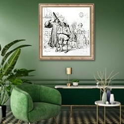 «Argan and Monsieur Purgon, from 'Le Malade Imaginaire' by Moliere» в интерьере гостиной в зеленых тонах