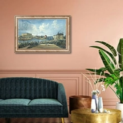 «View of Stockholm from the Fersen Terrace with the Palace Makalos» в интерьере классической гостиной над диваном