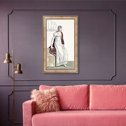 «Ladies Day Dress, 1811» в интерьере гостиной с розовым диваном