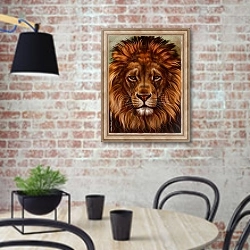 «Огнегривый лев» в интерьере кухни в стиле лофт с кирпичной стеной