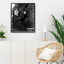 «История в черно-белых фото 1142» в интерьере гостиной в скандинавском стиле над комодом