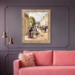 «Летний день 2» в интерьере гостиной с розовым диваном