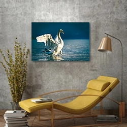 «Взлетающий лебедь» в интерьере в стиле лофт с желтым креслом
