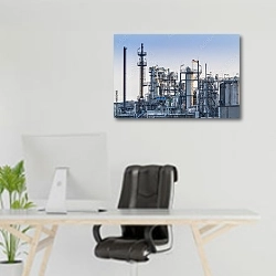 «Нефтеперерабатывающий завод в Гамбурге, Германия» в интерьере офиса над рабочим местом