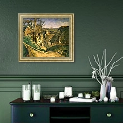 «Дом повешенного (под Овером)» в интерьере прихожей в зеленых тонах над комодом