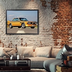 «BMW 3.0 CSL (E9) '1971–75» в интерьере гостиной в стиле лофт с кирпичной стеной
