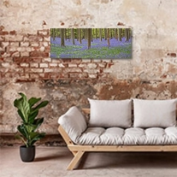 «Синие цветы в лесу» в интерьере современной гостиной в стиле лофт