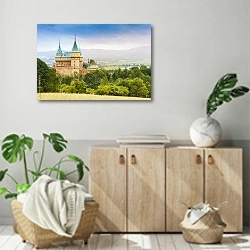 «Словакия, Замок Бойнице. » в интерьере современной комнаты над комодом