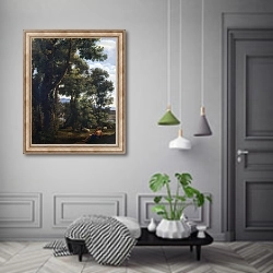 «Пейзаж с погонщиком гусей и гусями» в интерьере коридора в классическом стиле