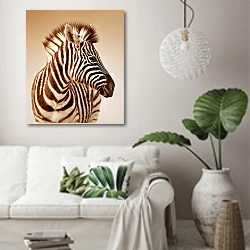 «Профиль зебры» в интерьере светлой гостиной в скандинавском стиле над диваном