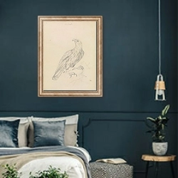 «A Sea Eagle» в интерьере классической спальни с темными стенами