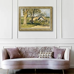«Домик с ракитами» в интерьере гостиной в классическом стиле над диваном