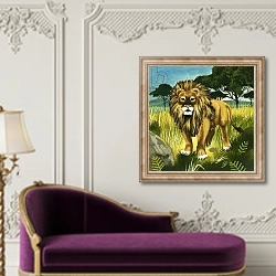 «Lion 2» в интерьере в классическом стиле над банкеткой