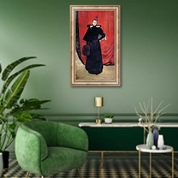 «Portrait of Madame Gervex, 1893» в интерьере гостиной в зеленых тонах