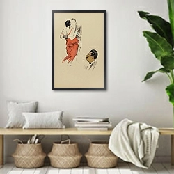 «La maharani de Kapurtala dansant en couple et le prince de Kapurtala» в интерьере комнаты в стиле ретро с плетеными корзинами