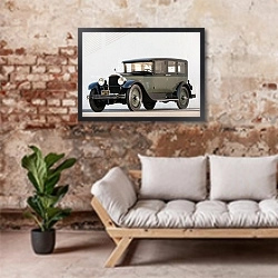 «Packard Six 5-passenger Sedan '1927» в интерьере гостиной в стиле лофт над диваном