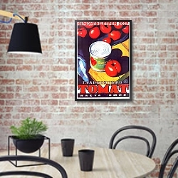 «Ретро-Реклама 333» в интерьере кухни в стиле лофт с кирпичной стеной
