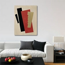 «Composition» в интерьере гостиной в стиле минимализм в светлых тонах