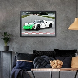 «Porsche 910-8 '1967–68» в интерьере гостиной в стиле лофт в серых тонах