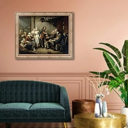 «The Village Agreement, 1761» в интерьере классической гостиной над диваном