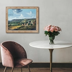 «View of Potrel Manor, near Dragey in Normandy» в интерьере в классическом стиле над креслом
