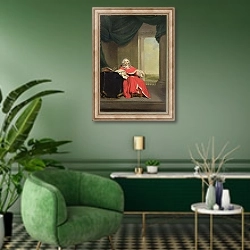 «Sir Robert Chambers, c.1789» в интерьере гостиной в зеленых тонах