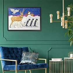 «A Present for Santa» в интерьере в классическом стиле с зеленой стеной