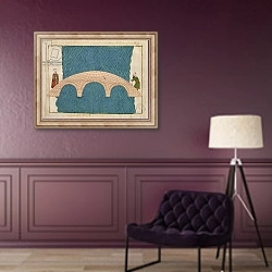 «Ms. cicogna 1971, miniature from the 'Memorie Turchesche' depicting the Galata Bridge» в интерьере в классическом стиле в фиолетовых тонах