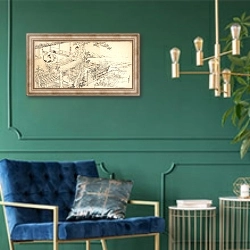 «Two Courtesans Enjoying the View from a Teahouse» в интерьере в классическом стиле с зеленой стеной