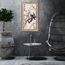 «Японская вишневая ветка» в интерьере в этническом стиле в серых тонах