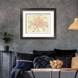 «Карта Берлина с пригородами 1» в интерьере гостиной в стиле лофт в серых тонах