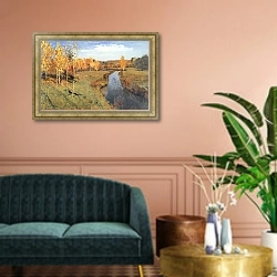 «Золотая осень. 1895» в интерьере классической гостиной над диваном