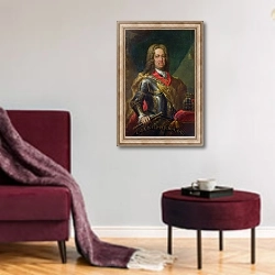 «Charles VI Holy Roman Emperor» в интерьере гостиной в бордовых тонах