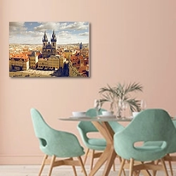 «Прага, центр» в интерьере современной столовой в пастельных тонах